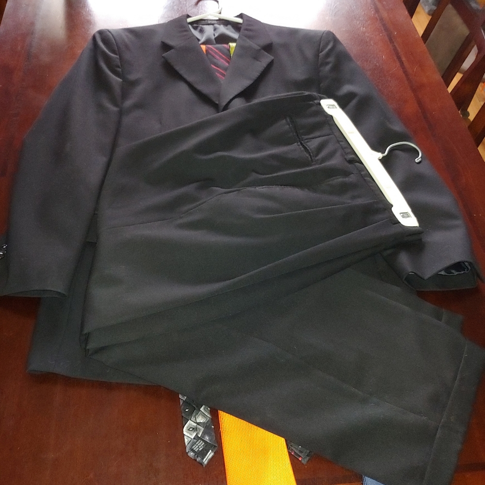 Mens solid black suit